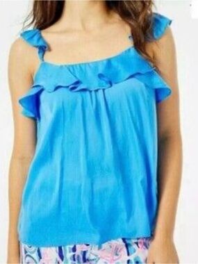 Lilly Pulitzer Bright Blue Ruffle-Trim Camisole Sz/XS.